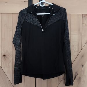 Nike Dri-fit Black Half-Zip Long Sleeve Top with White Speckle Panels